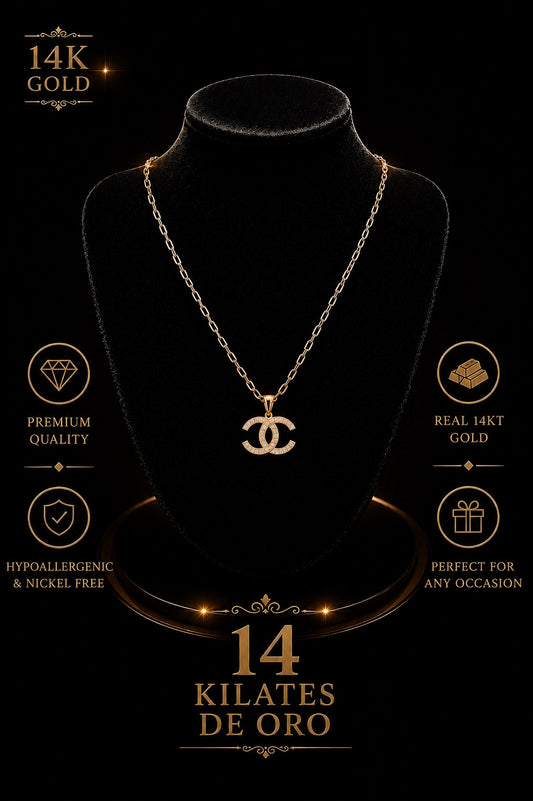 NECKLACE WITH CHANEL PENDANT 14K GOLD
