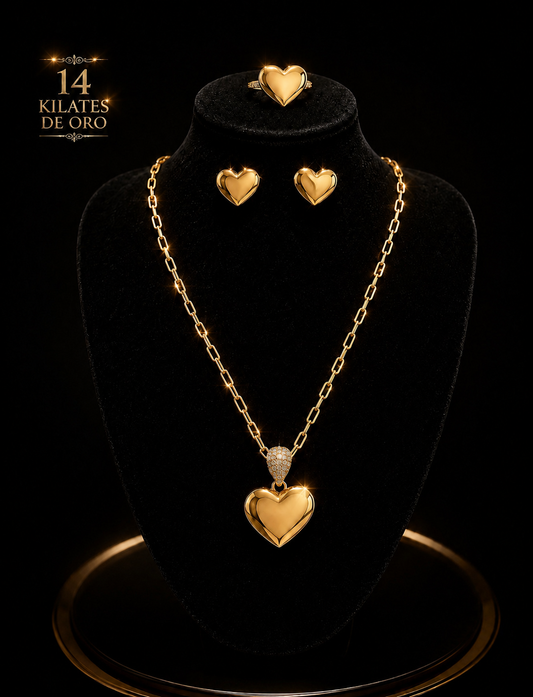 FULL SET OF HEART 14K GOLD