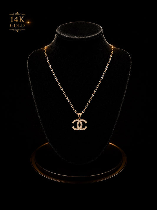 NECKLACE WITH CHANEL PENDANT 14K GOLD